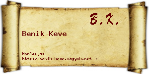Benik Keve névjegykártya
